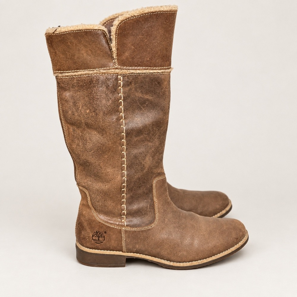 Timberland Earthkeepers Shoreham Tall Leather Fold Down Lined Boots Brown 9.5